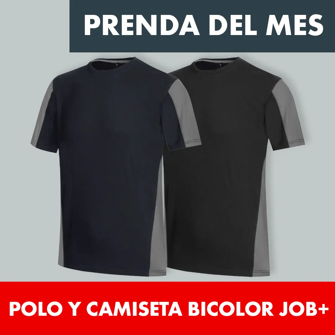 Camiseta Manga Corta Bicolor Job+ Negro/Gris
