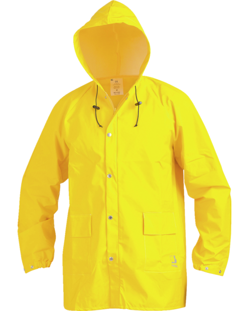 Chaqueta amarilla impermeable de trabajo con capucha