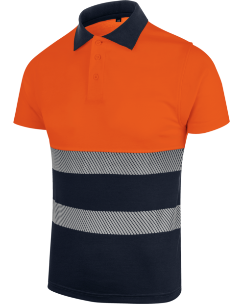 Polo Manga Corta Premium Alta Visibilidad Lumen Naranja/Azul