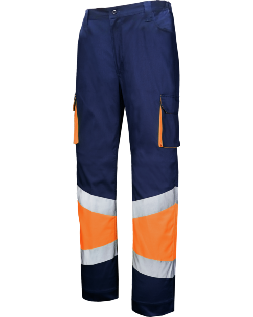 Pantalón de Trabajo Alta Visibilidad Stretch Lumen Naranja/Marino