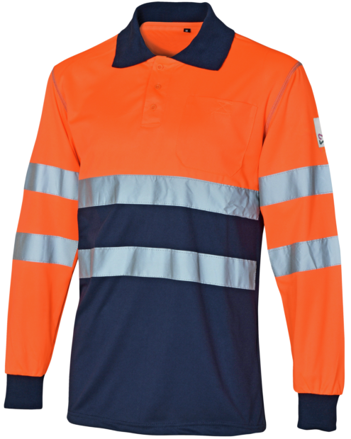 Polo de Trabajo Alta Visibilidad Lumen Naranja/Azul Marino