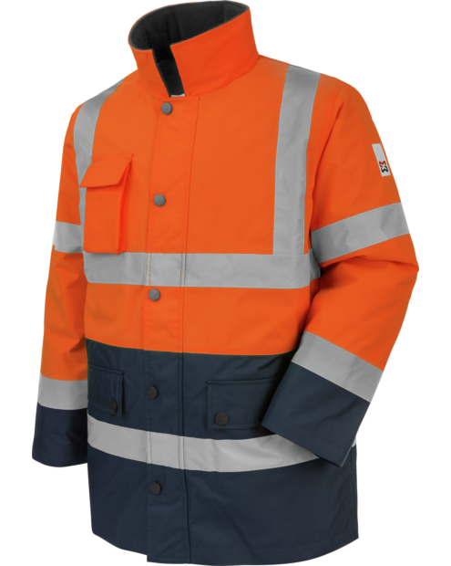 Parka de Trabajo Alta Visibilidad Lumen Clase 3 Naranja/Azul Marino