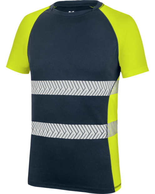 Camiseta Dry Tech Fluor Reflex Azul Marino/Amarillo