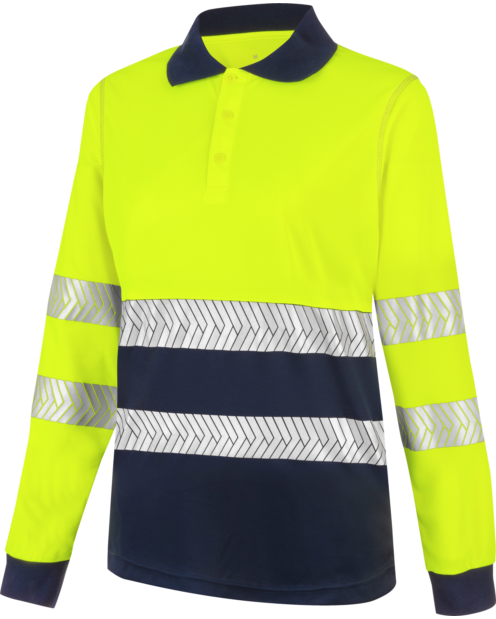 Polo Manga Larga Mujer Lumen Pro Amarillo/Azul Marino
