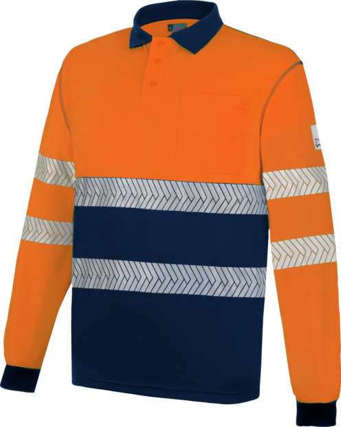 Polo Manga Larga Lumen Pro Naranja/Marino