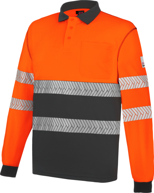 Polo Manga Larga Lumen Pro Gris/Naranja