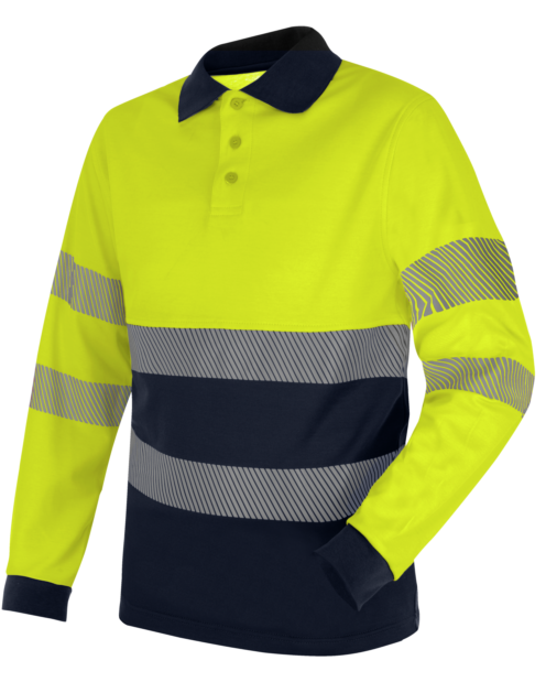 Polo Manga Larga A.V. Lumen Premium Doble Capa Amarillo/Azul Marino